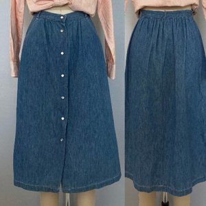 Vintage Denim Skirt with Snap Front